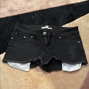 Forever 21 Black Jean Shorts Distressed Frayed Hem